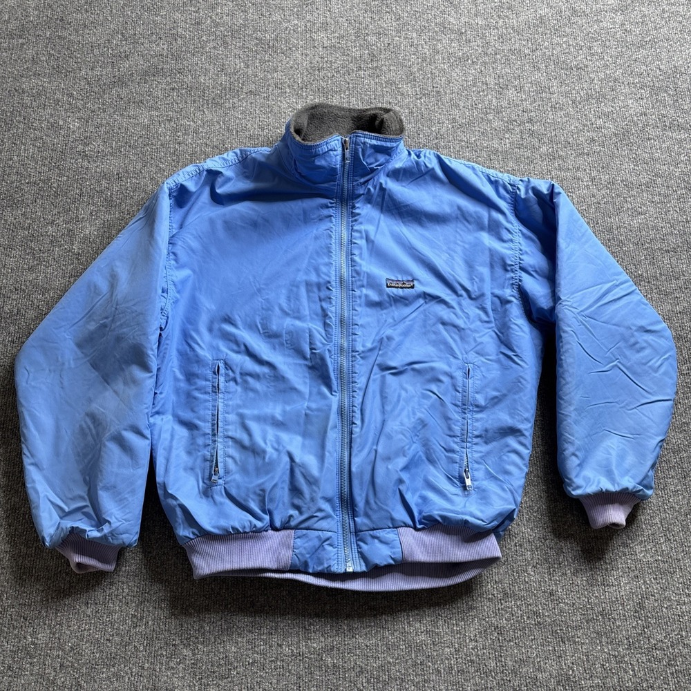 Vintage 90s Patagonia Fleece Lined Bomber Jacket Women's Size 12 USA Blue